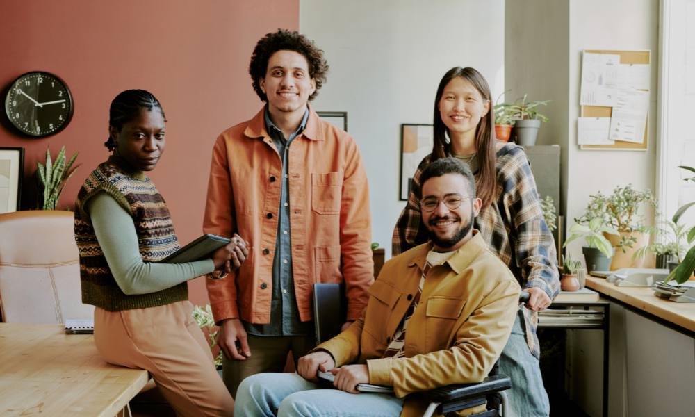 Happy employees at work